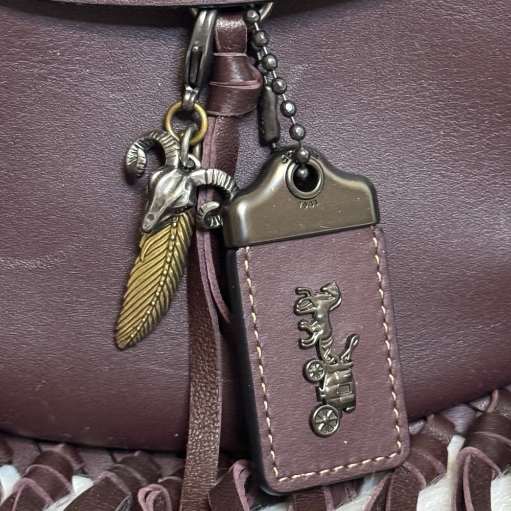 Coach Fringe Saddle Bag With Pyramid Rivets - Picture 6 of 12